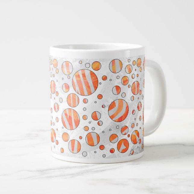 Caneca De Café Grande Zebra Orange e Bolinhas branca (Frente Esquerda)