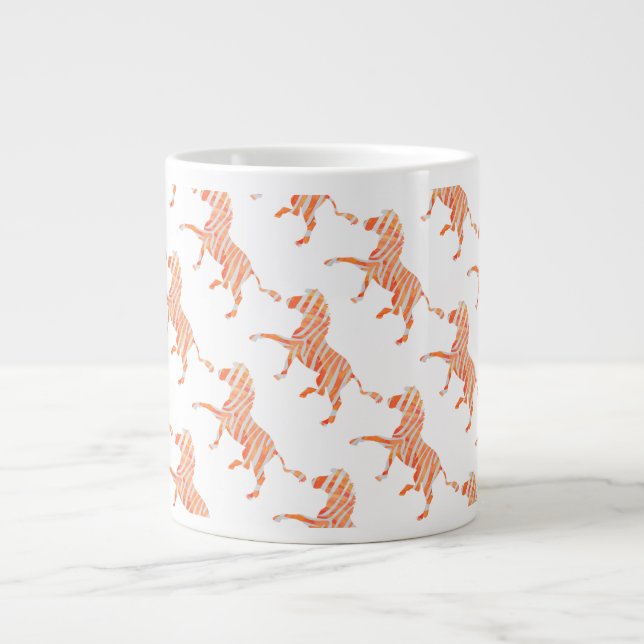 Caneca De Café Grande Zebra Orange e White Silhouette (Frente)