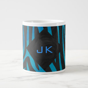 Caneca De Café Grande Zebra Preta e Azul com Monograma