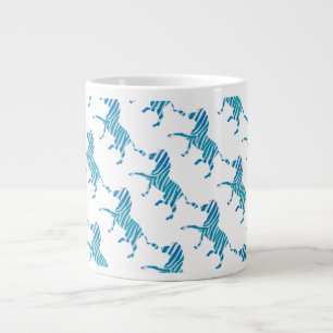 Caneca De Café Grande Zebra Silhouette Azul e Branco