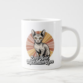 Caneca De Café Grande Zero Hair Maximum Love Sphynx Retro