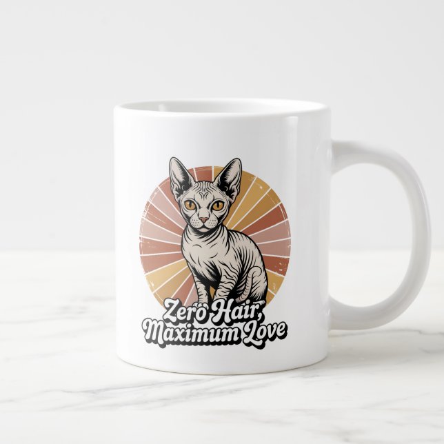 Caneca De Café Grande Zero Hair Maximum Love Sphynx Retro (Direita)