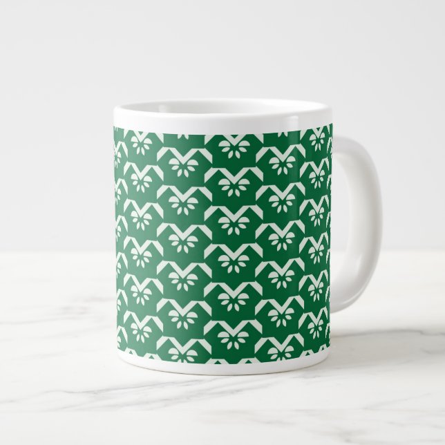 Caneca De Café Grande Zigzag floral verde (Frente Esquerda)