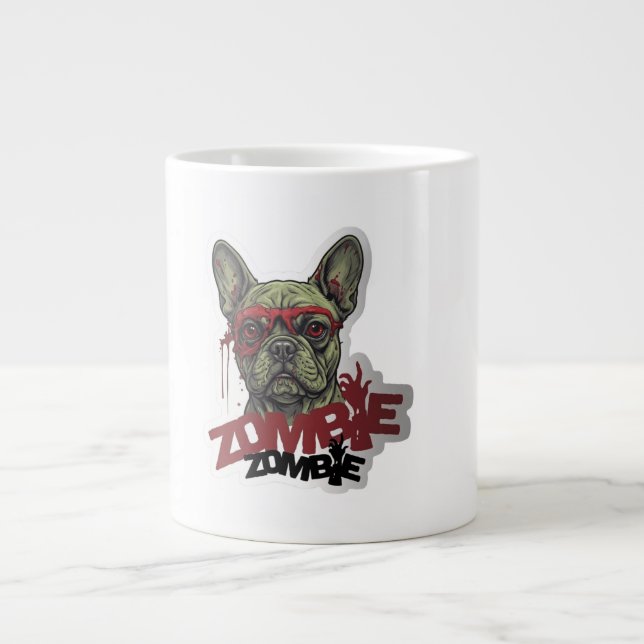 Caneca De Café Grande Zombie Frenchie (Frente)