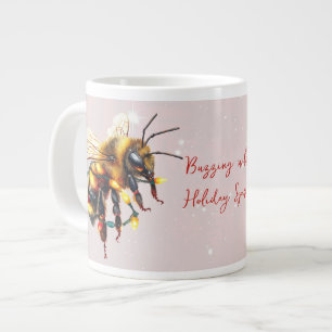 Caneca De Café Grande Zumbindo Com Espírito De Feriado Abelhas Emaranhad