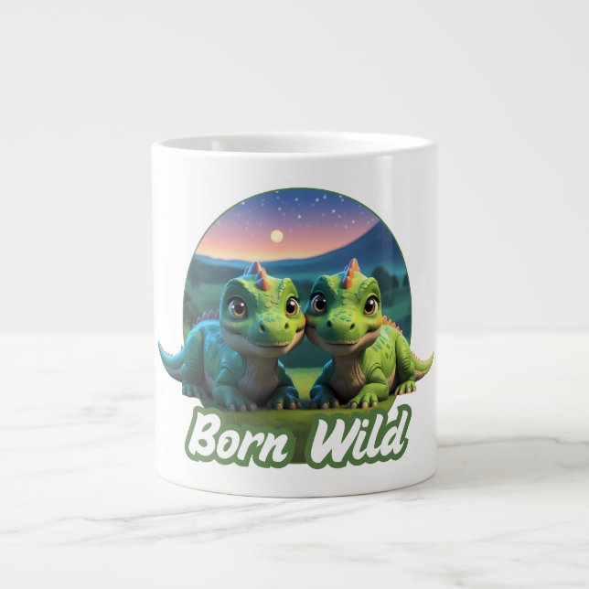 Caneca De Café Grande Zwei kleine Dinos - Born Wild  (Frente)