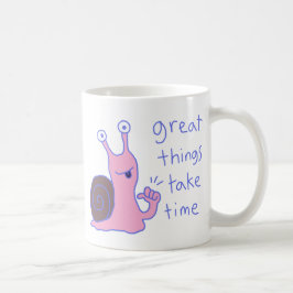 Caneca De Café Grandes Coisas Levam Tempo Motivação Caracol Rosa