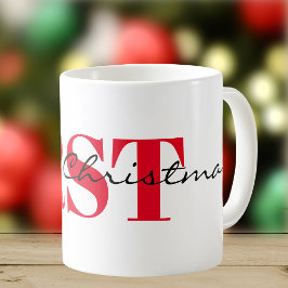 Caneca De Café Grandes Letras Maiúsculas Vermelhas & Feliz Natal 
