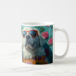 Caneca De Café Grandes Pirenéus Com Rosas Do Coração Dia Dos Namo