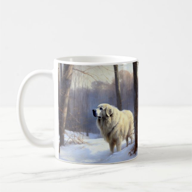 Caneca De Café Grandes Pirenéus Deixe Nevar Natal (Esquerda)