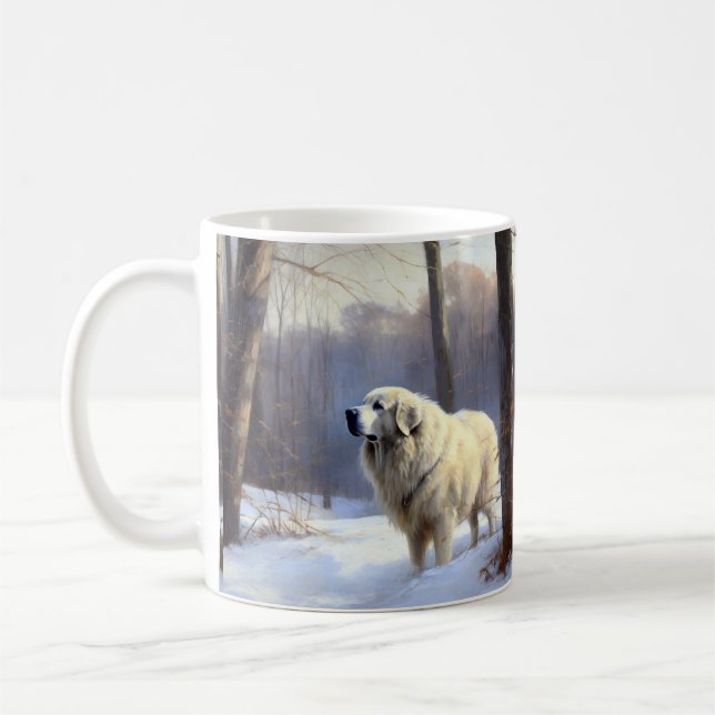 Caneca De Café Grandes Pirenéus Deixe Nevar Natal (Esquerda)