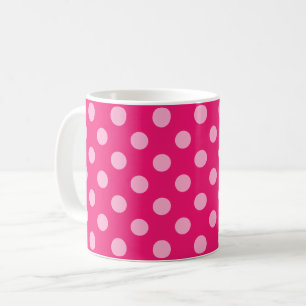 Caneca De Café Grandes pontos retros - rosa em um fundo do rosa