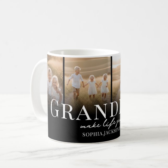 Caneca De Café Grandkids Make Life Grand Multi Photo Grandparent (Frente Esquerda)