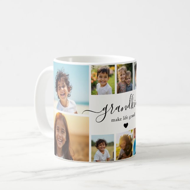 Caneca De Café Grandkids Make Life Grand Photo Collage (Frente Esquerda)