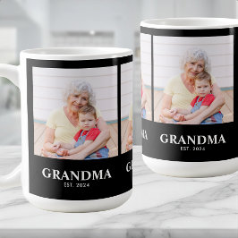 Caneca De Café Grandm Established Bold Black 3 Photo Coffee Mug