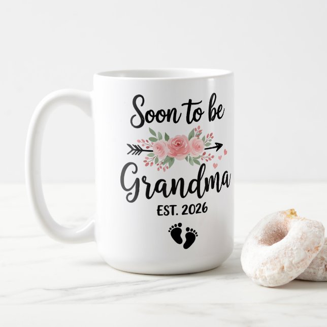 Caneca De Café Grandma 2026 Soon to be Grandma 2026 (Com Donut)