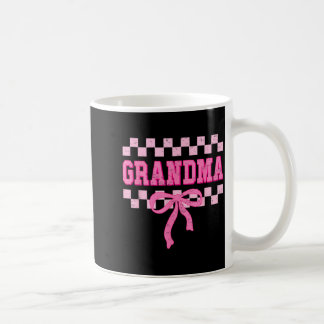 Caneca De Café Grandma Birthday Squad Matching Pink Bow Checkered