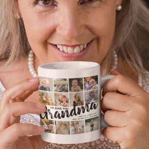 Caneca De Café GRANDMA, Colagem de Fotos, Nomes e Oferta de Cotaç