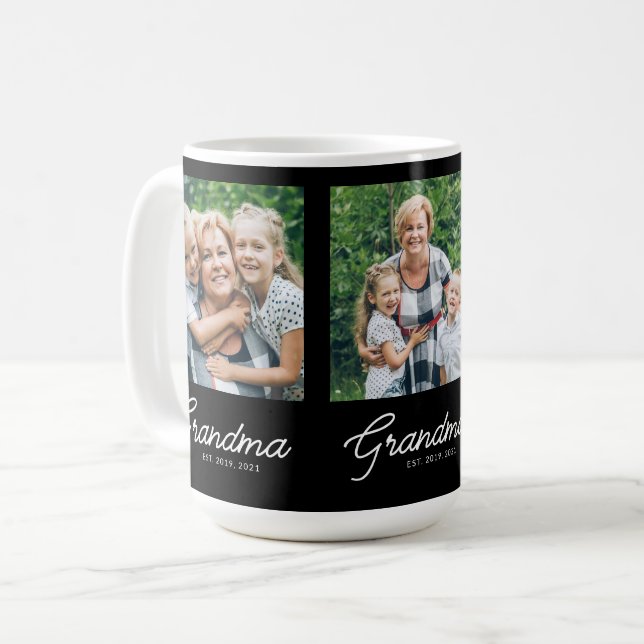 Caneca De Café Grandma Established Script Black 3 Photo (Frente Esquerda)