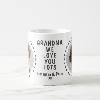 Caneca De Café Grandma Grandpa Family Two Photo Hearts Mug Custom