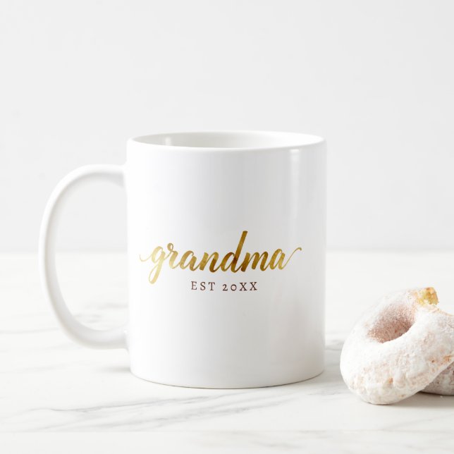 Caneca De Café Grandma Mug | Personalized “EST” Baby Announcement (Com Donut)