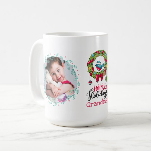 Caneca De Café GRANDMA PHOTO MUG - Netos de presentes de Natal (Frente Esquerda)