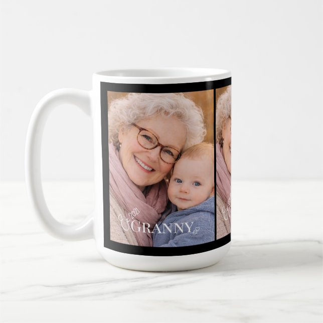 Caneca De Café Granny Photo Established Year Modern Heart (Esquerda)