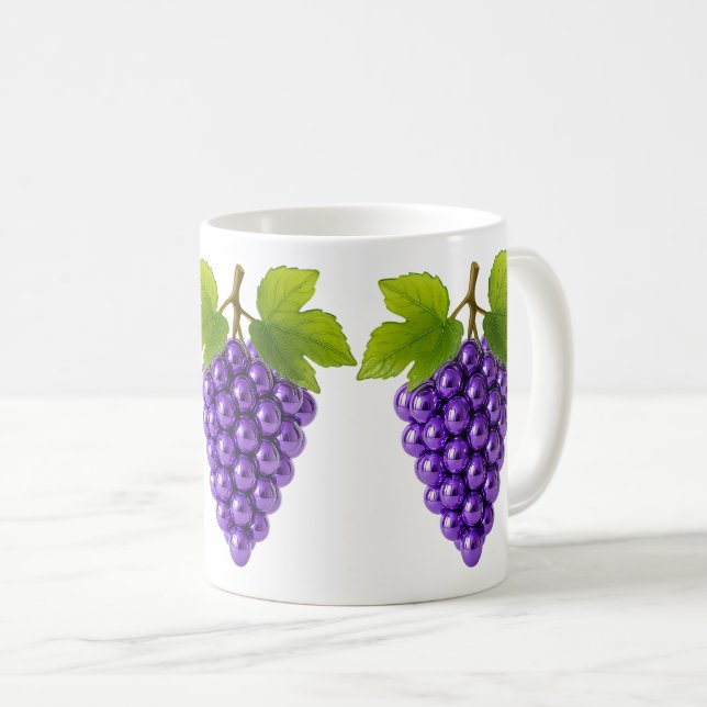 Caneca De Café Grappes de raisin 3d modernes (Frente Esquerda)