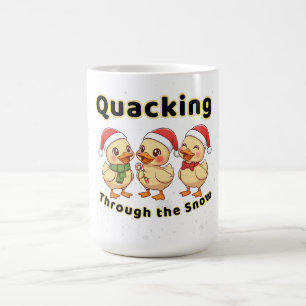 Caneca De Café Grasnindo pela Neve Pato Kawaii Engraçado