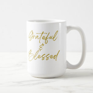 Caneca De Café Grata e abençoada Coffee Clássica de 15 oz