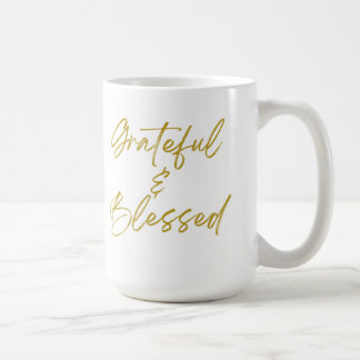 Caneca De Café Grata e abençoada Coffee Clássica de 15 oz