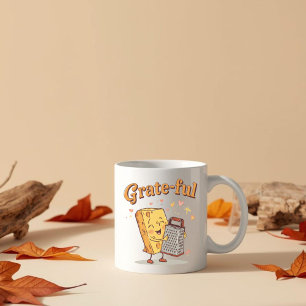 Caneca De Café Grate-ful - Queijo Fofo e Ralador de Ação de Graça
