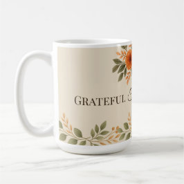 Caneca De Café Grateful Thankful Blessed Fall Floral