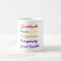 Gratidão, Paz, Amor, Felicidade, Café Mug
