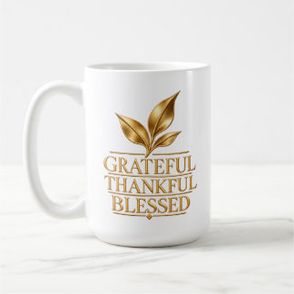 Caneca De Café Gratificado Agradecido Abençoado