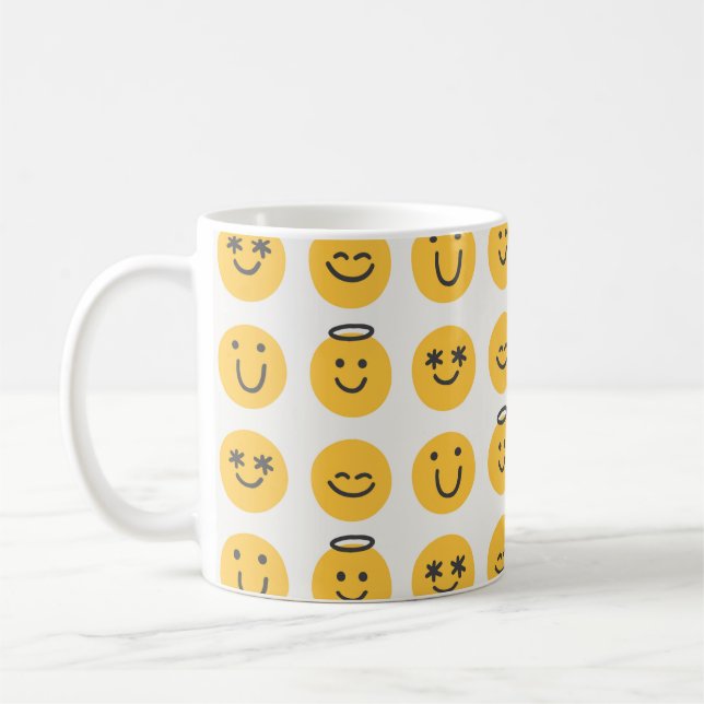 Caneca De Café Gratuito e feliz padrão sem descontinuidades. Posi (Esquerda)