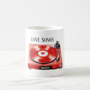 Caneca De Café Gravações de Canções de Amor do Coração Vermelho