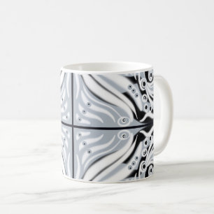 Caneca De Café Gray Black White Curvy Abstract Pattern 