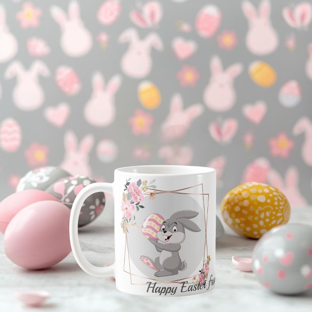 Caneca De Café Gray Easter Bunny Personalized Mug (Criador carregado)