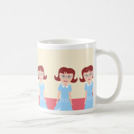 Caneca De Café Gray Kitschy Anos 50 Gal Cute - Ilustração Retroat