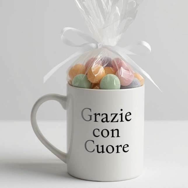 Caneca De Café Grazie Con Cuore Chic Baby Shower Keepsake (Grazie Con Cuore Chic Baby Shower Favor and Keepsake)