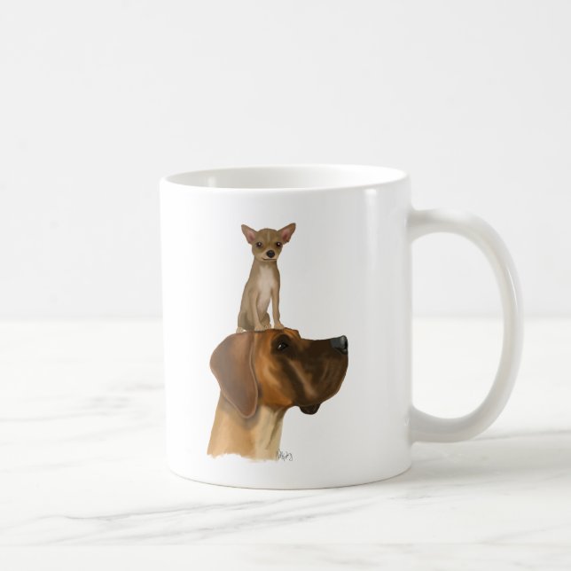 Caneca De Café Great Dane e Chihuahua (Direita)