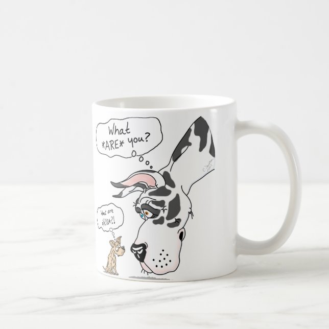 Caneca De Café Great Dane e Chihuahua Harlequin (Direita)