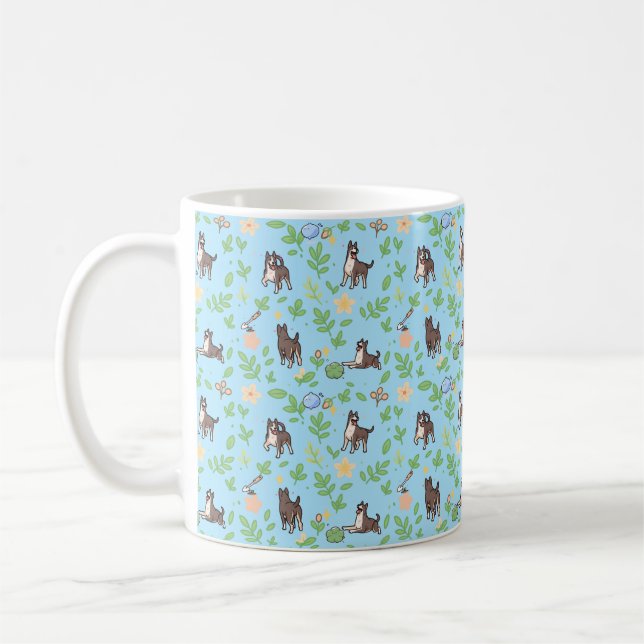 Caneca de Café Great Dane Floral Primavera Kawaii  (Esquerda)