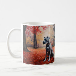 Caneca De Café Great Dane no Outono Folhas Caem Inspiram