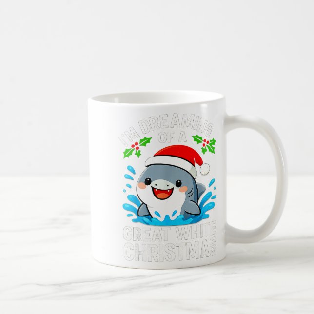 Caneca De Café Great White Christmas Shark Funny Santa Holiday Pu (Direita)