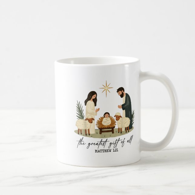 Caneca De Café Greatest Gift Of All Nativity Scene Christian Chri (Direita)