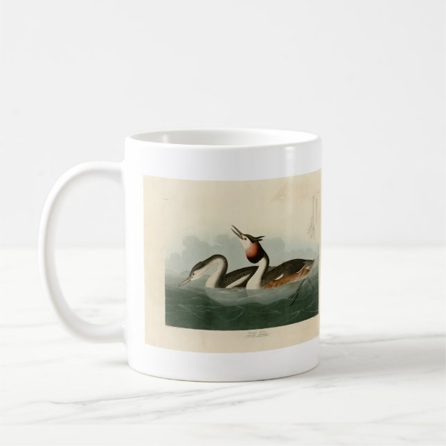 Caneca De Café Grebe Deitada com excelente - Pássaros da América  (Esquerda)