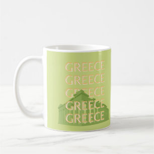 Caneca De Café Grécia Art, Summer Viagem Art, Green
