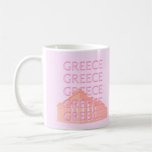 Caneca De Café Grécia, Arte Viagem, Arte Pastel Viagem, Rosa